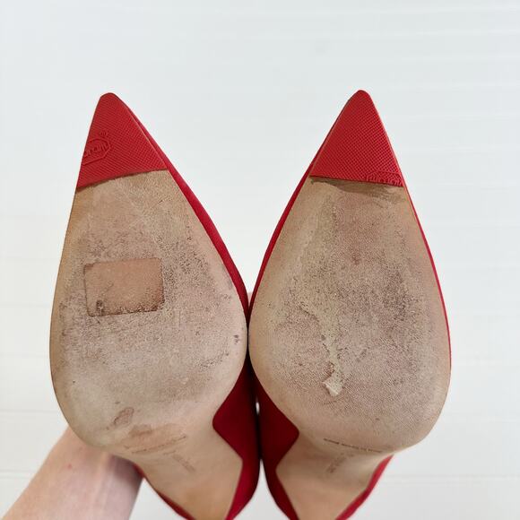 Manolo Blahnik BB Red Suede Pumps Pointed Toe Stiletto Heels Size 40 2" - Picture 7 of 10